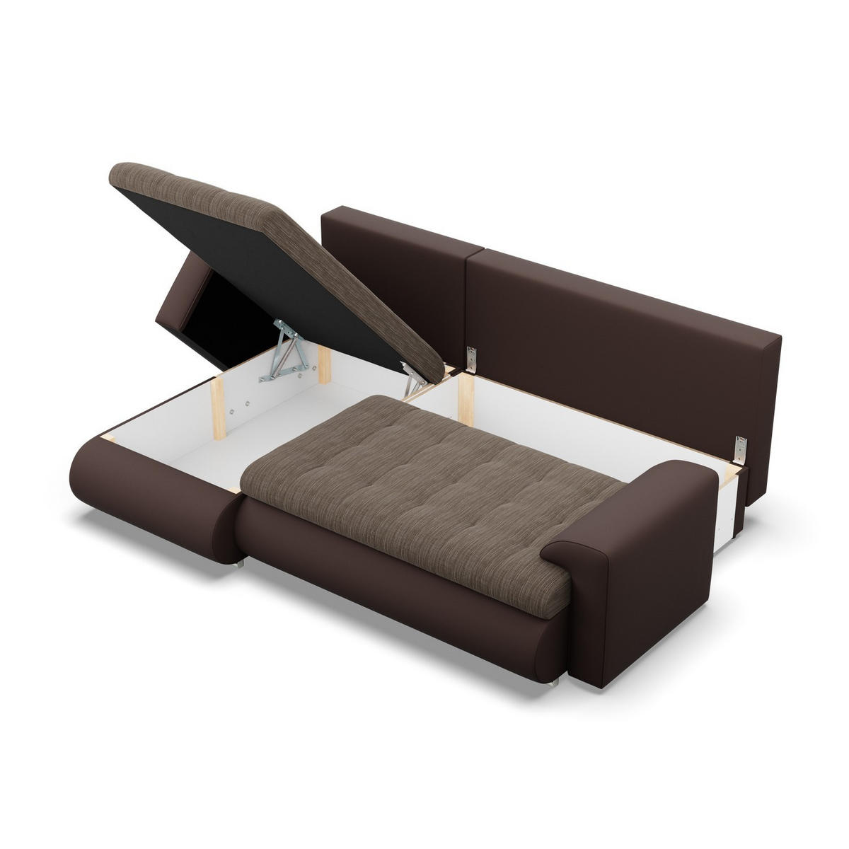 ECKSOFA LINKS MIT SCHLAFFUNKTION FORESTA, Braun + Braun - Braun, Textil (230/159cm) - Mebligo
