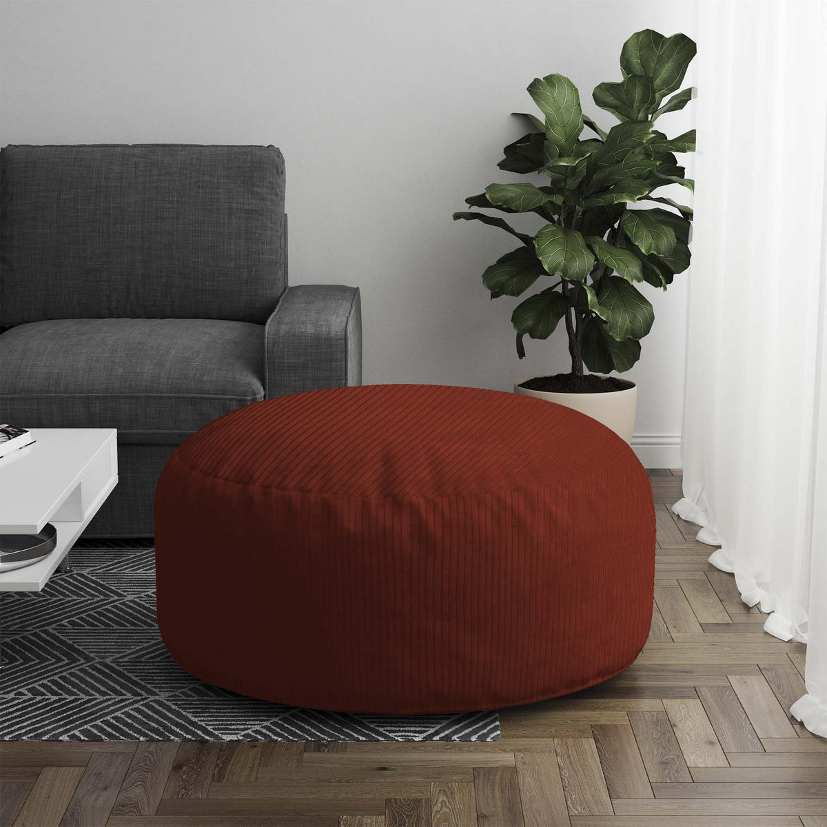 SITZSACK ROLLER Fired Brick - Rot/Dunkelrot, Textil (70/40/70cm) - Dreamroots