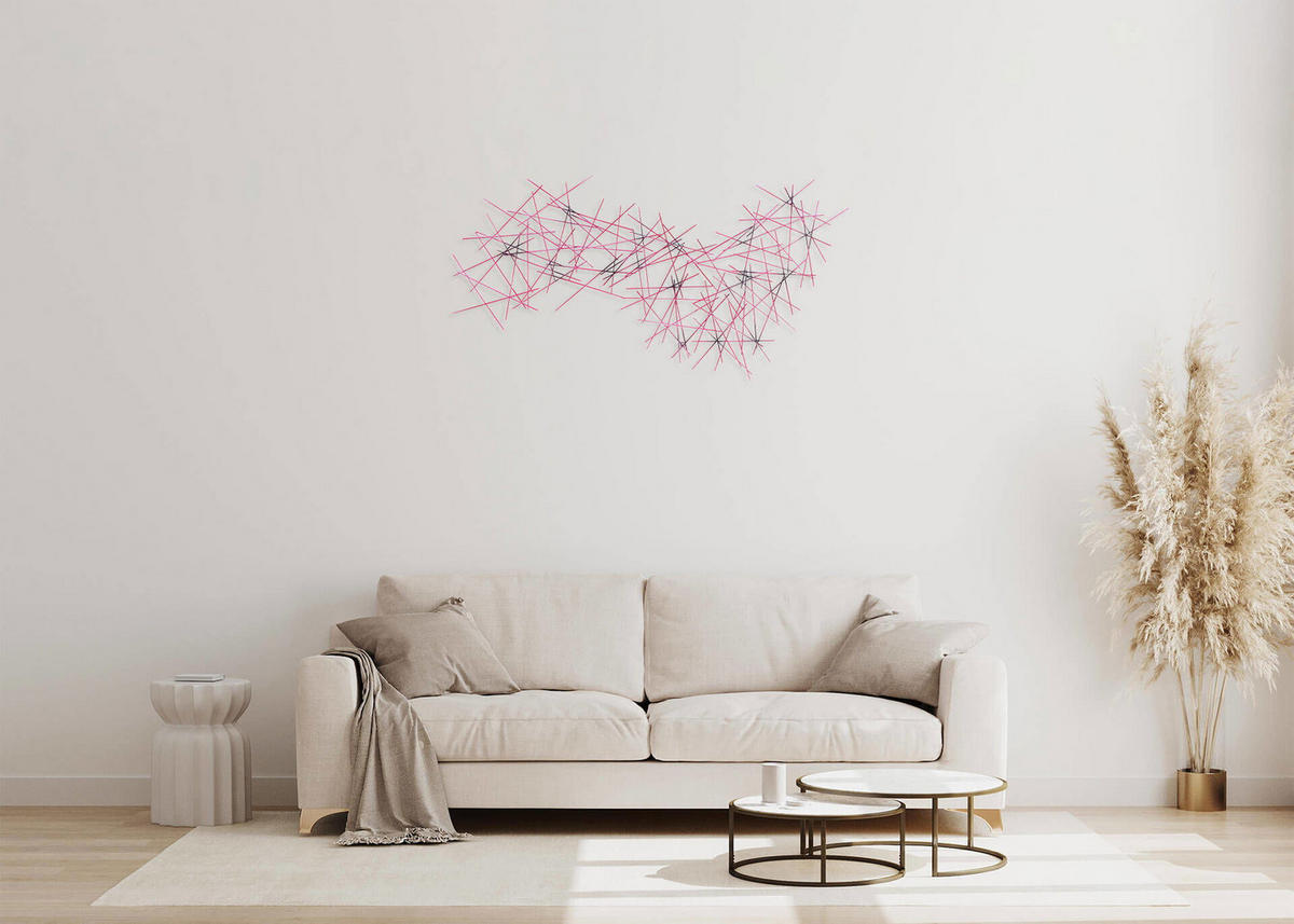 WANDDEKO Pink 111/64 cm - Pink, Metall (4.21/64/3cm) - KUNSTLOFT