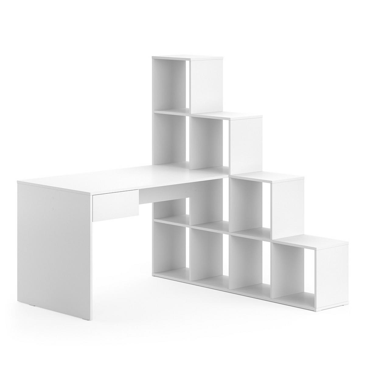 ROHOVÝ PSACÍ STŮL Sarah Bílá - bílá, kompozitní dřevo (142.4/139/143cm) - Vicco