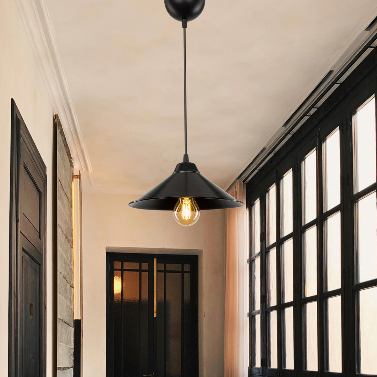 HÄNGELEUCHTE Hereford - Schwarz, Kunststoff (26/26/48cm) - lux.pro