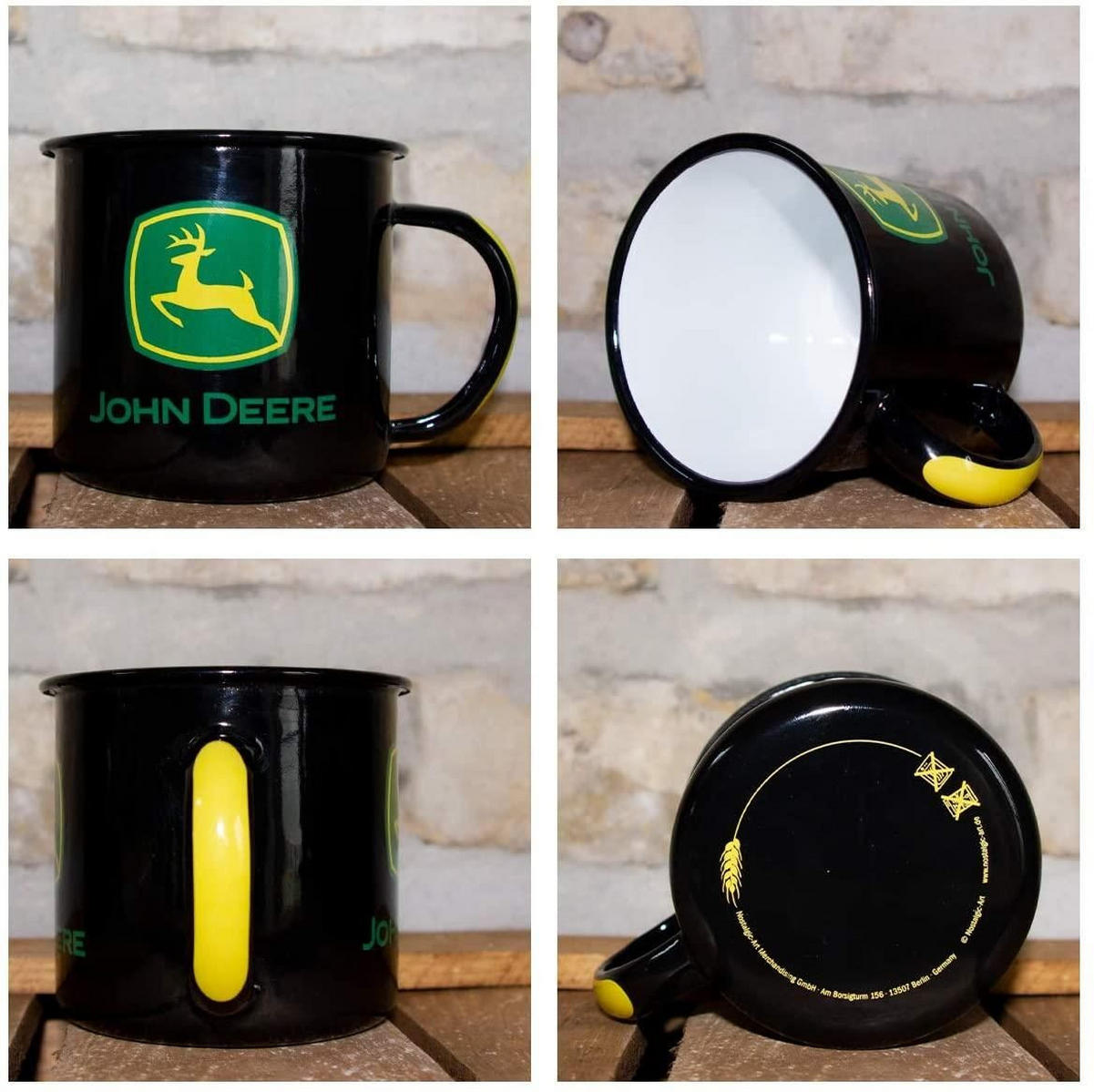 EMAILLE-BECHER 360 ml John Deere Logo Black - Schwarz/Grün, Metall (0.36L) - Nostalgic-Art