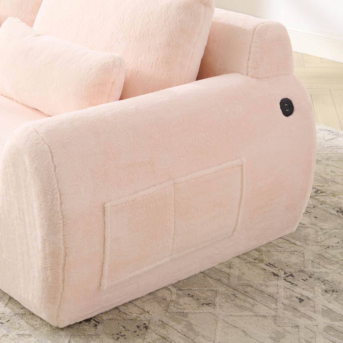 SOFA 2-Sitzer mit USB-Anschluss und Seitentasche Pink - Pink, Kunststoff (208/81/101cm) - Meubliv
