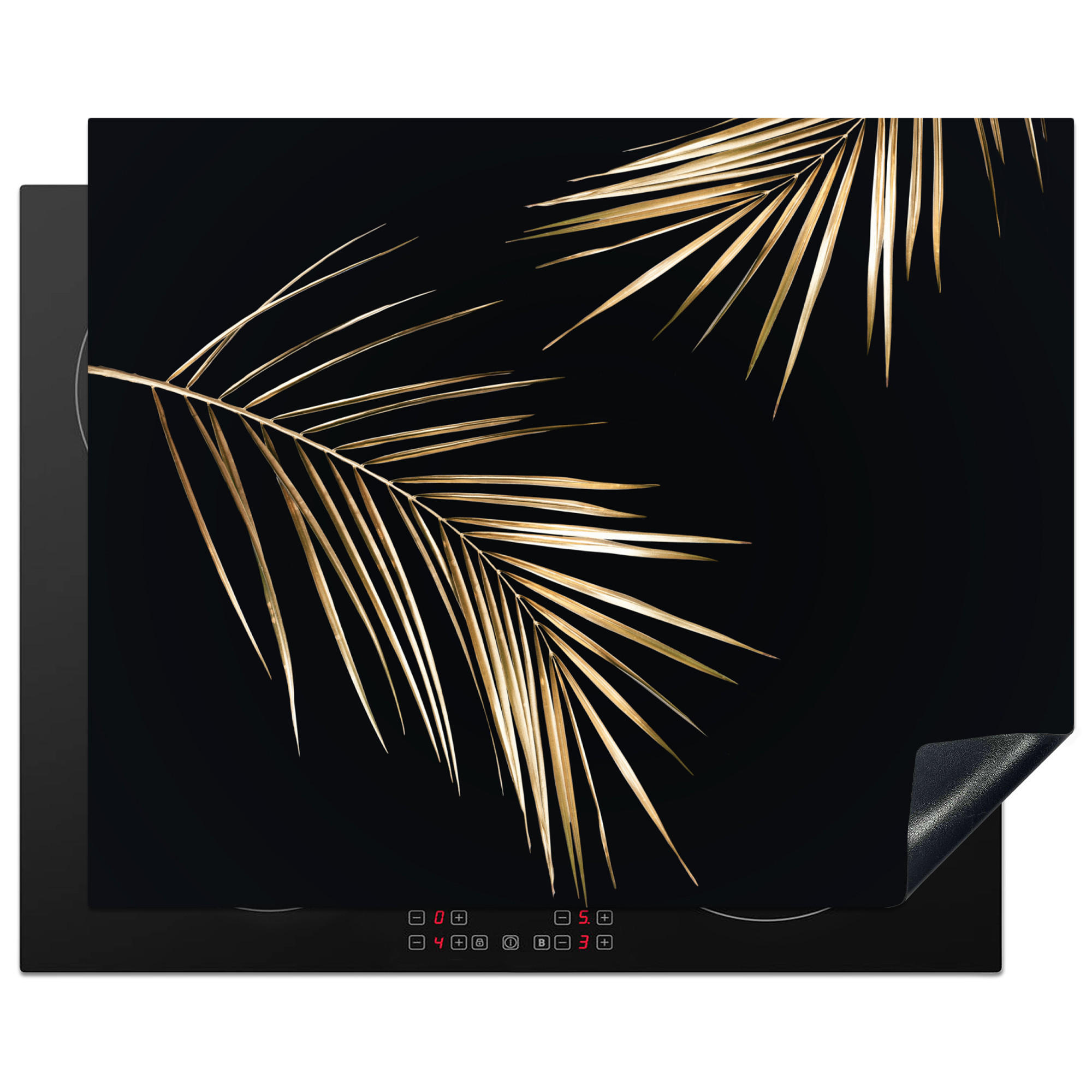 HERDABDECKPLATTE Blätter - Pflanzen - Gold - Schwarz - Luxus 65x52 cm - Goldfarben, Kunststoff (65/0.2/52cm) - MuchoWow