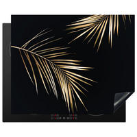 HERDABDECKPLATTE Blätter - Pflanzen - Gold - Schwarz - Luxus 65x52 cm - Goldfarben, Kunststoff (65/0.2/52cm) - MuchoWow
