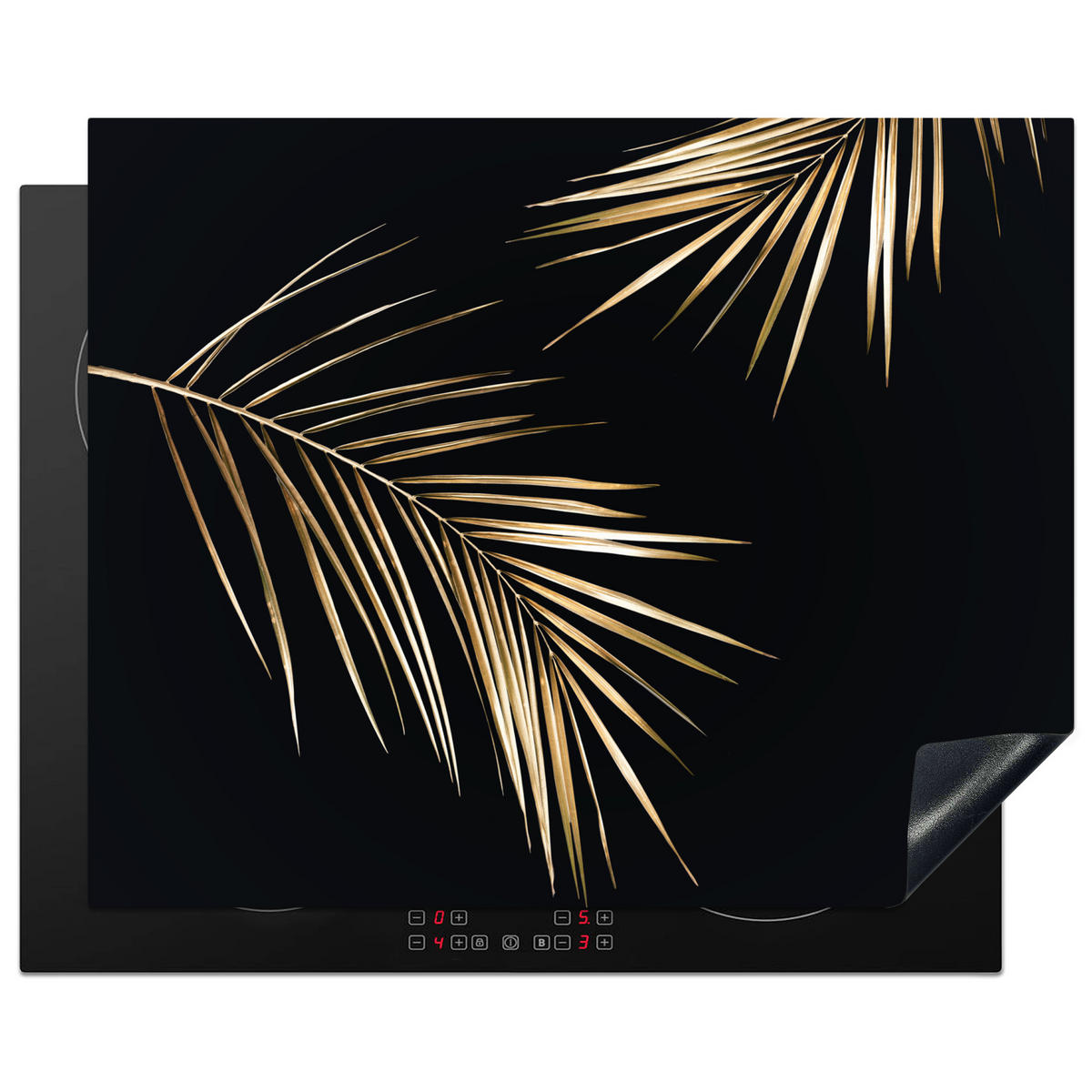 HERDABDECKPLATTE Blätter - Pflanzen - Gold - Schwarz - Luxus 65x52 cm - Goldfarben, Kunststoff (65/0.2/52cm) - MuchoWow