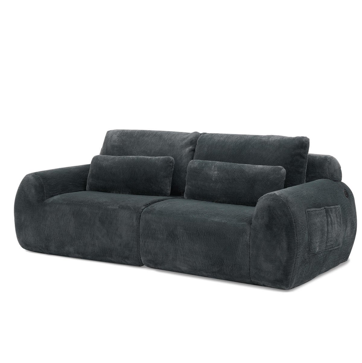 2-SITZER Sofa mit USB-Ladefunktion und Seitentasche Grau - Grau, Kunststoff (208/81/101cm) - Meubliv