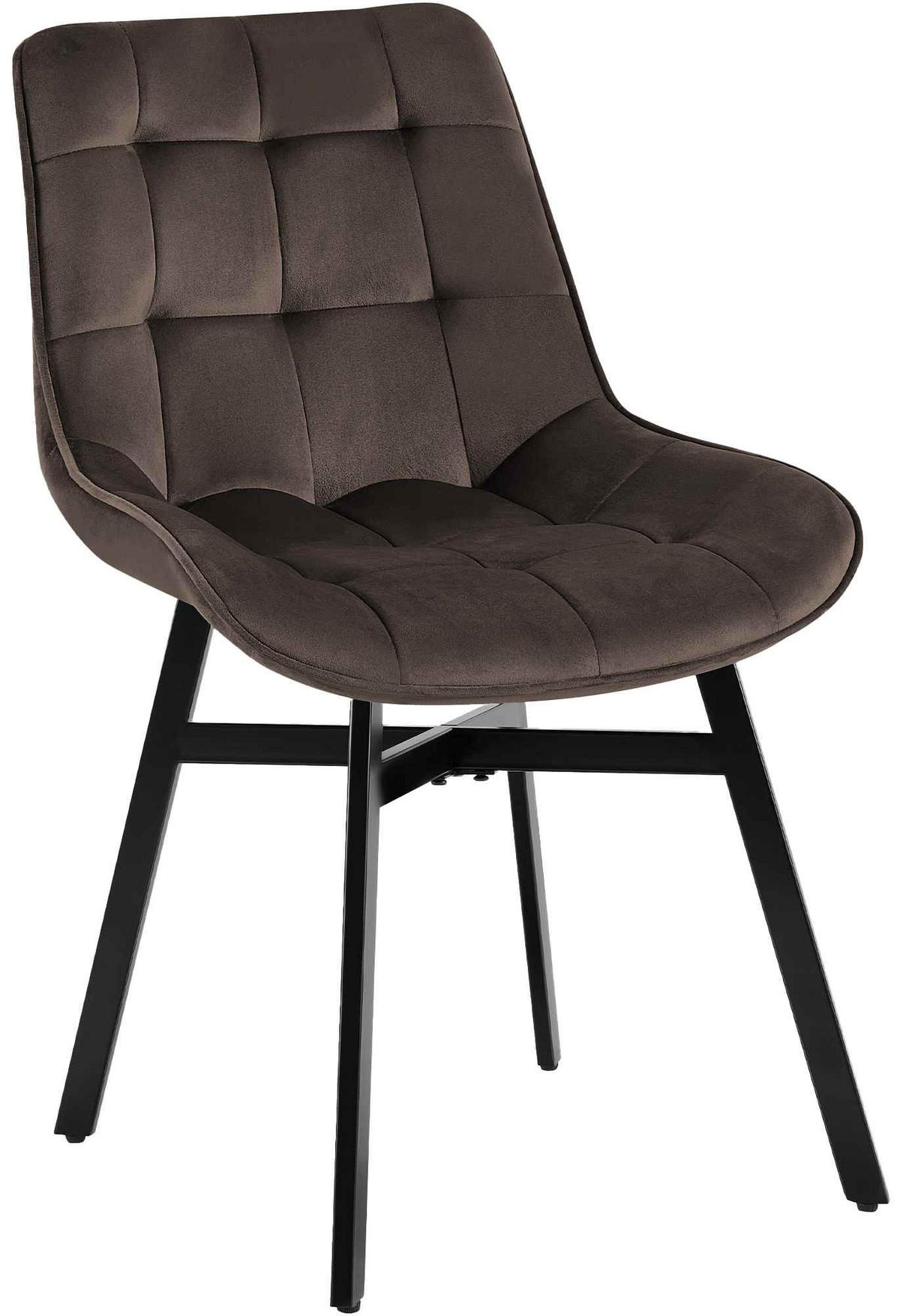 ESSZIMMERSTUHL Samt Braun - Schwarz/Braun, Textil/Metall (54/83/61cm) - CLP