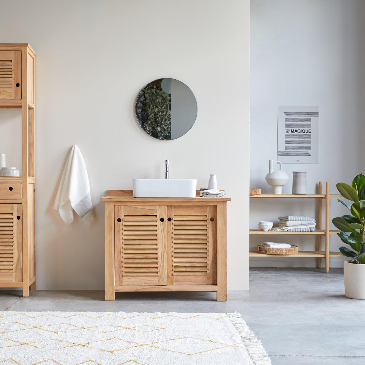 WASCHTISCHUNTERSCHRANK Coline Natur aus Teak - Naturfarben, Holz (95/80/57cm) - Tikamoon