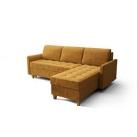ECKSOFA KONGO RBN08, Eckcouch in L-Form mit Schlaffunktion, Farbe: Gelb, Velourstoff, Ottomane Rechts - Gelb, Textil (240/180cm) - O-Sofa