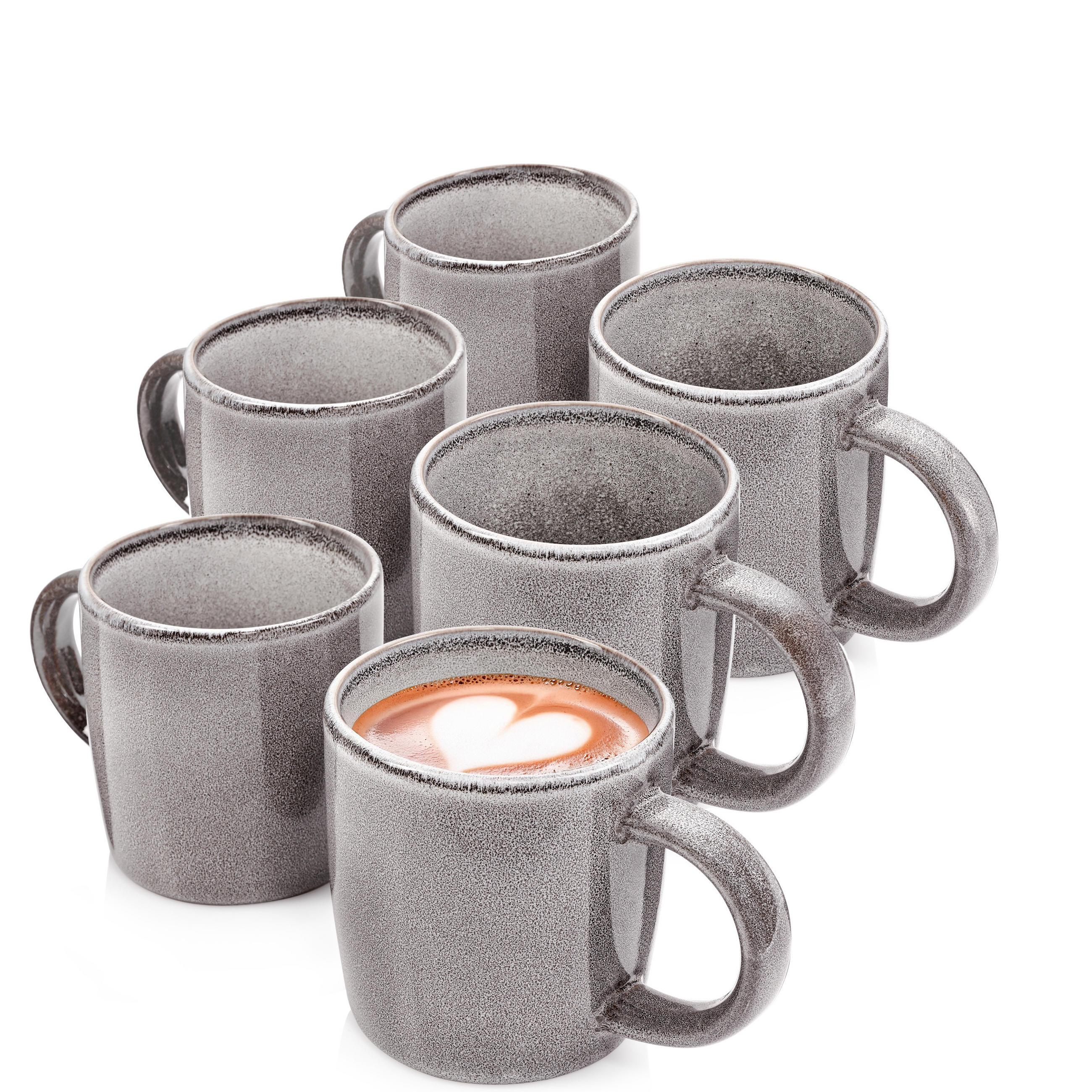 KAFFEEBECHER SET KAIRO MONDGRAU - 6 aus Steingut - Dunkelgrau, Keramik (0.4L) - Sänger