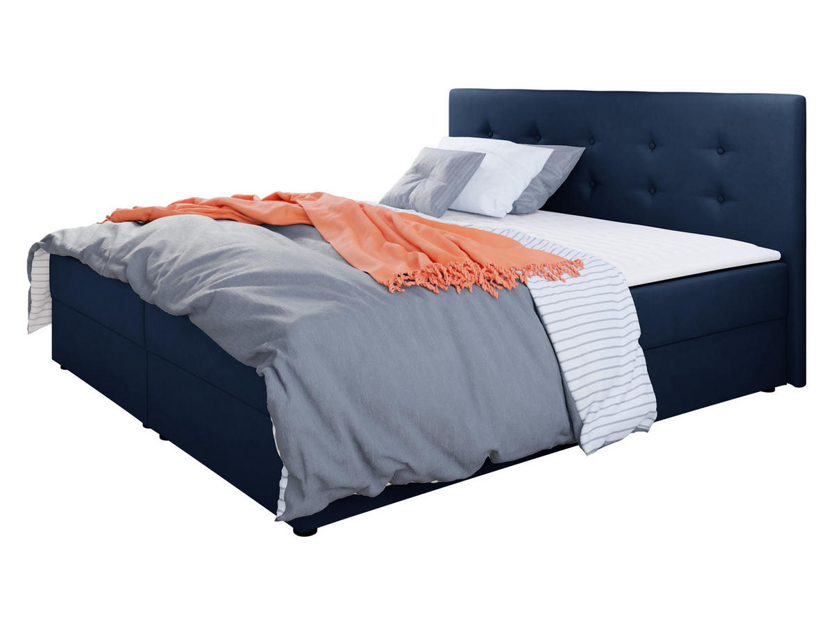 BOXBETT Fado I - Blau/Schwarz, Holz/Kunststoff (140/200cm) - MIRJAN24