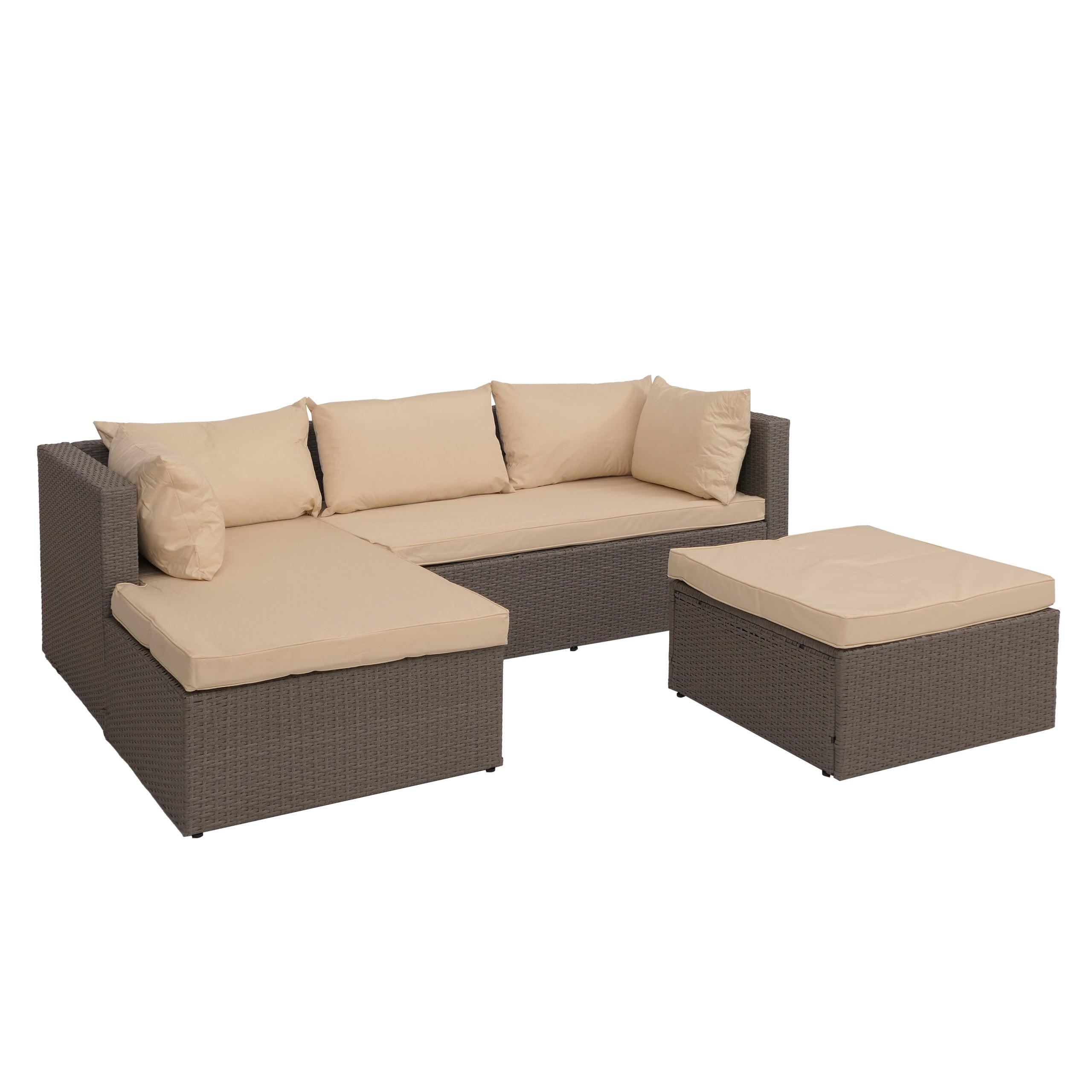 GARTEN-SET Grau Polster Beige - Grau, Textil - PROREGAL