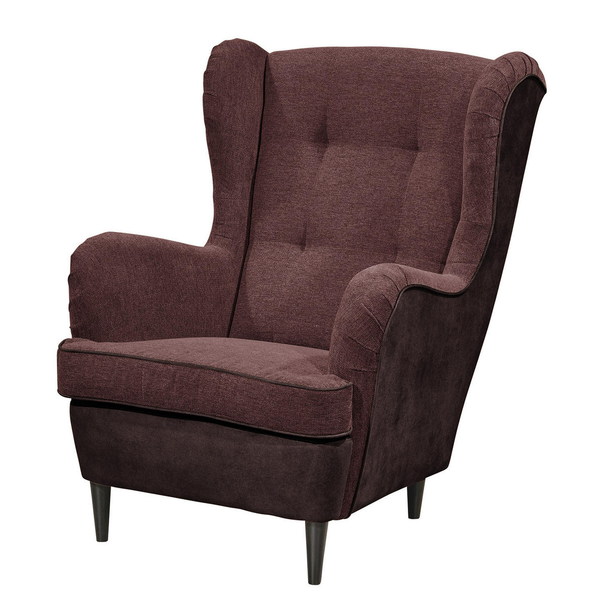 SESSEL - Aubergine/Schwarz, Holzwerkstoff/Buchenholz (78/102/98cm) - home24