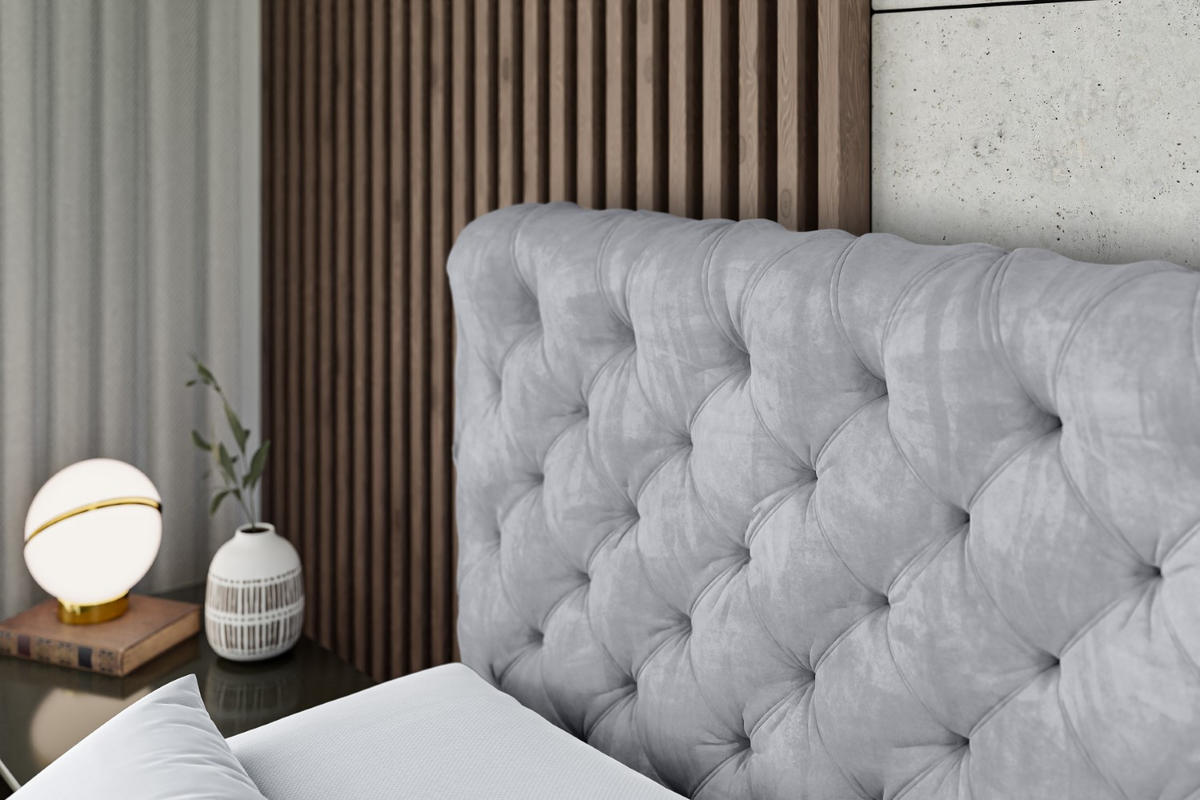 BOXSPRINGBETT BOXI8-Z KING - 120x200 - H3/H4 - Hellgrau - Hellgrau, Holzwerkstoff (120/200cm) - ALTDECOR