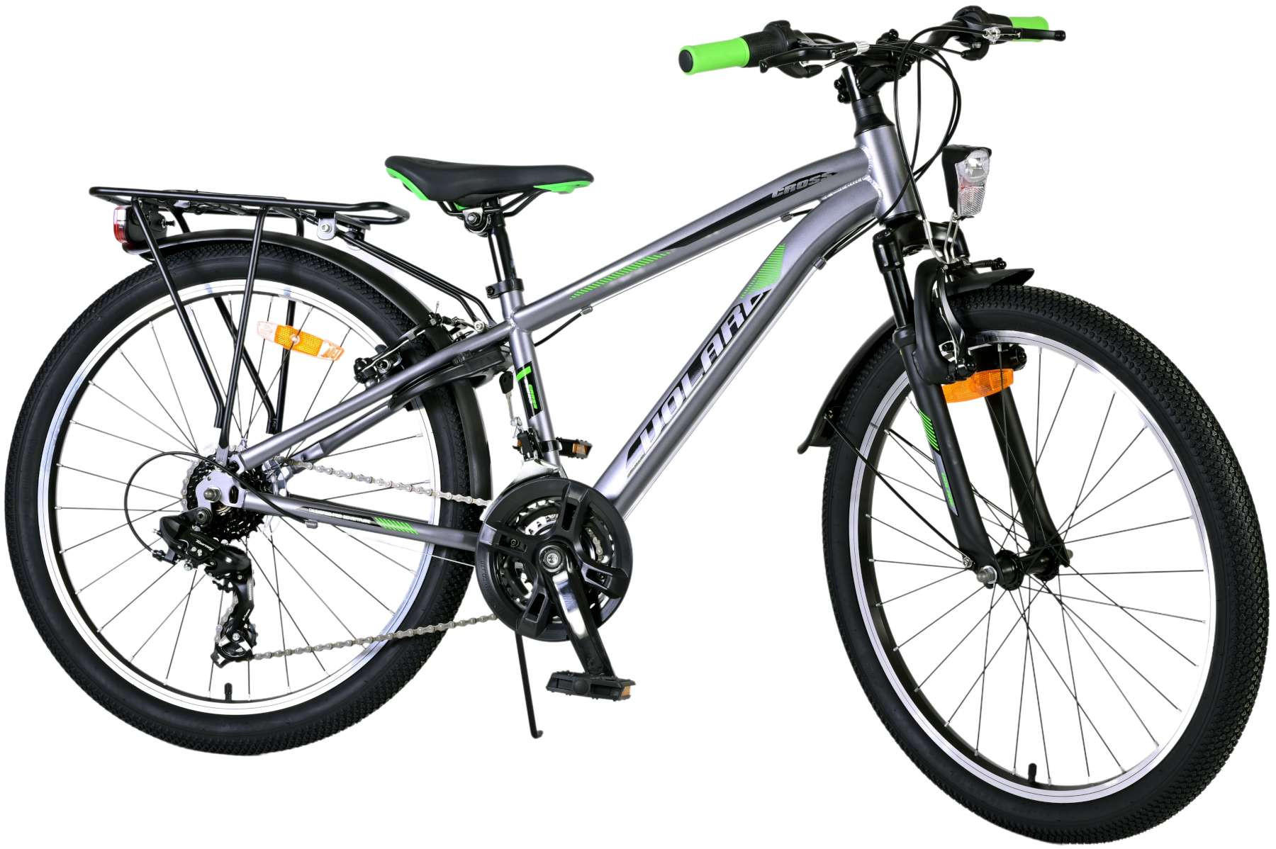 KINDERFAHRRAD Cross - Jungen - 2 Handbremsen - 18 Gänge - 24 Zoll - Grau - Grau, Metall (70cm) - TPFSports