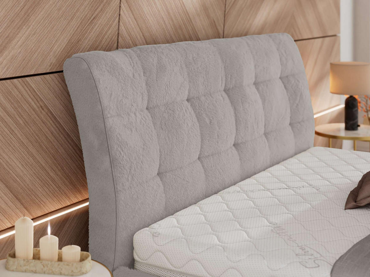 POLSTERBETT GALA CLASSIC 140/200 - Hellgrau Plüsch - ohne Matratze - Hellgrau, Textil (140/200cm) - MKS