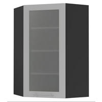 ECKHÄNGESCHRANK Bari W4S/10/60 RAL 7040 fenstergrau (K5) / Schwarz 60 / 60 / 96cm - Schwarz/Grau, Holz/Holzwerkstoff (60/96/60cm) - Feldmann-Wohnen