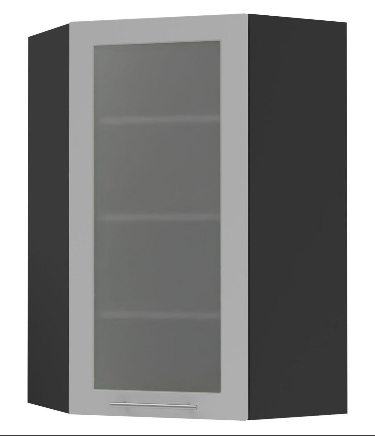 ECKHÄNGESCHRANK Bari W4S/10/60 RAL 7040 fenstergrau (K5) / Schwarz 60 / 60 / 96cm - Schwarz/Grau, Holz/Holzwerkstoff (60/96/60cm) - Feldmann-Wohnen