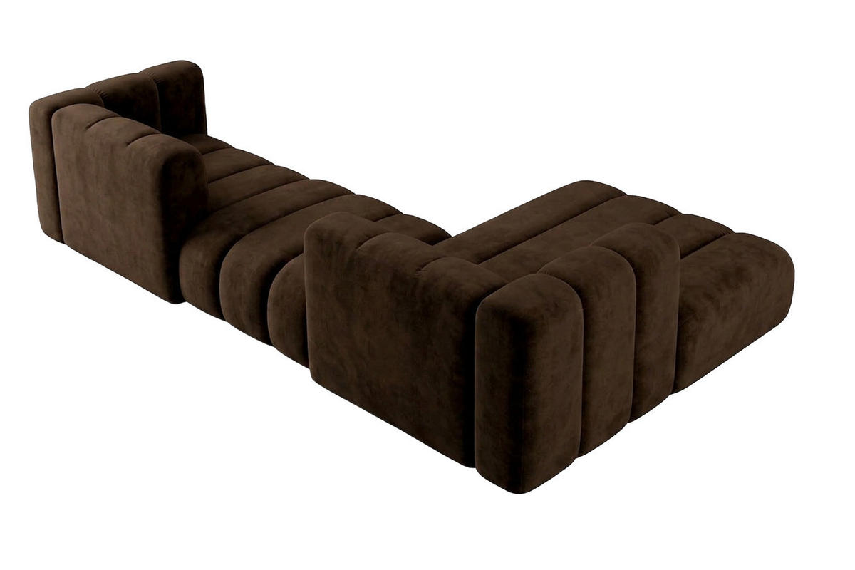 ECKSOFA Modulares In L-Form, Velvet-Stoff Riviera, Schokolade, Rechts, GRAND 319 cm - Braun, Holz (319/175cm) - Kaiser Möbel