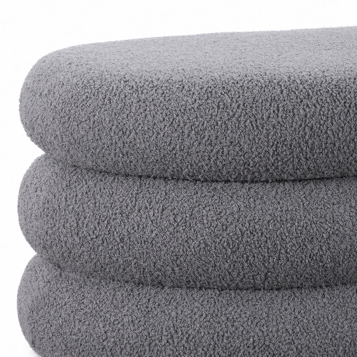KLUPA Siva teddy presvlaka s prostorom za pohranu - siva, drvni materijal/tekstil (110/42/45cm) - Relaxdays