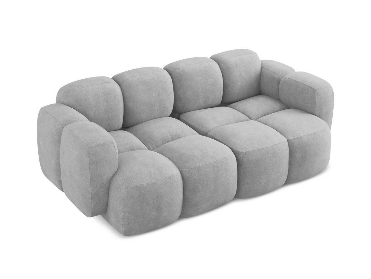 2-SITZER SOFA Chenille Stoff Grau - Hellgrau/Schwarz, Holzwerkstoff/Kunststoff (210/72/115cm) - Makamii