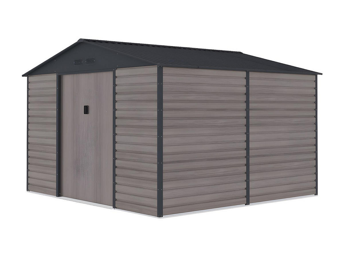 SCHREBERGARTENHAUS - 330 cm x 309 cm - metall - anthrazitgrau, naturfarben dunkel Adelmo - Anthrazit, Metall (330/229/309cm) - Vente-Unique