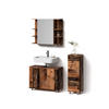BADMÖBEL-SET Eisak Eiche rustikal 3 Teile, mit Unterschrank 80 cm - Wildeiche, Holzwerkstoff (80/60/33cm) - Livinity®