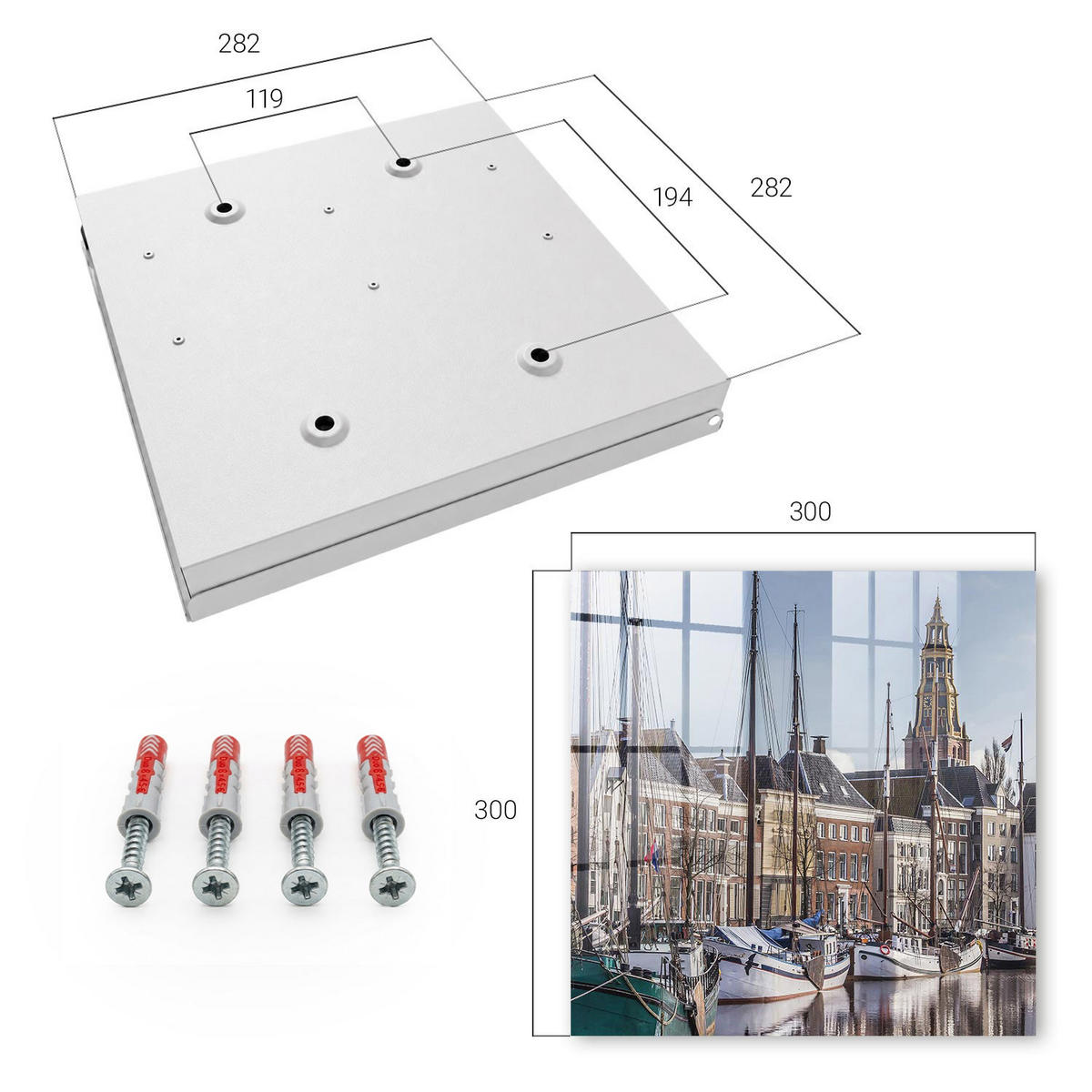 SCHLÜSSELBOX Weiß 30x30 cm – Türöffnung nach rechts - Segel auf dem Wasser - Blau, Metall (30/30/5cm) - TULUP