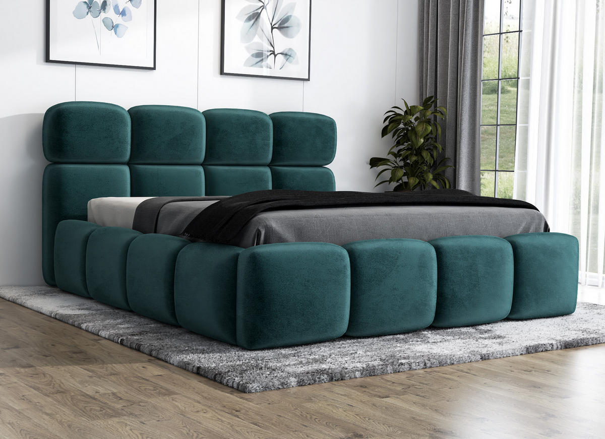 POLSTERBETT MONAKO 140x200 Mintgrün - Mintgrün, Textil (140/200cm) - A&J MöbelLand