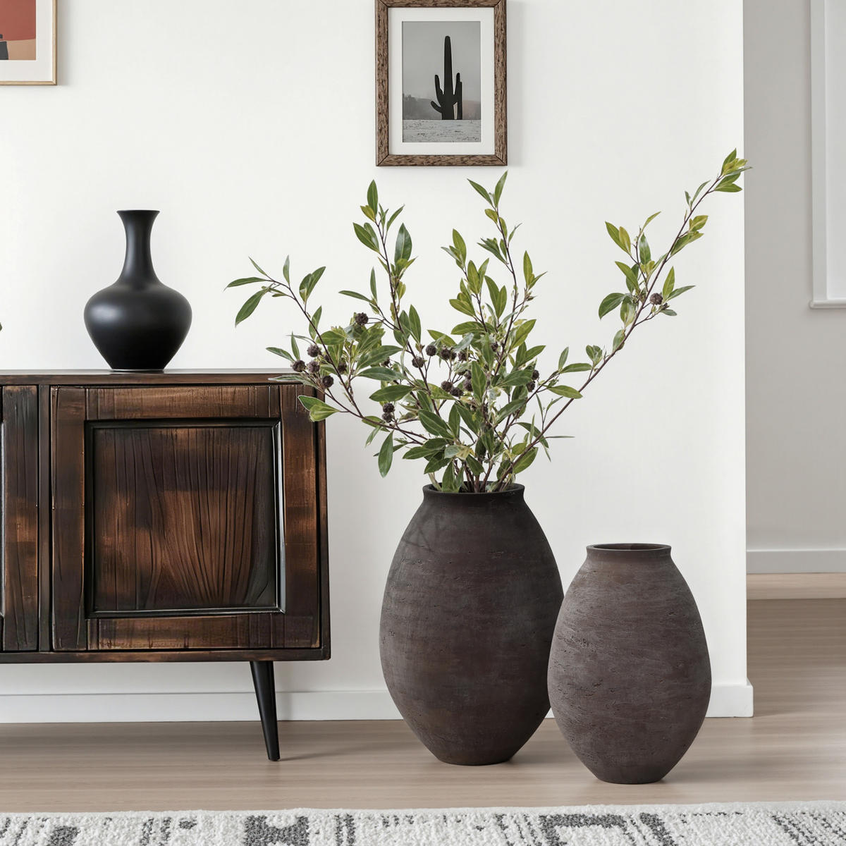 VASE Koro, 32,5 cm Hoch - Dunkelbraun, Keramik (32.5cm) - Hometopia