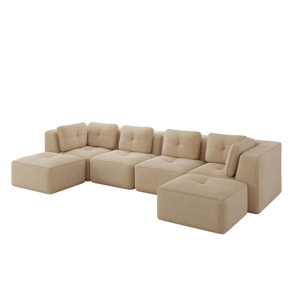 WOHNLANDSCHAFT Beige 386/177/69 cm 4-Sitzer Modular - Beige, Textil (386/69/177cm) - PANGIVO