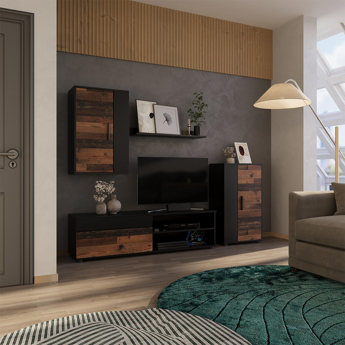 Wildeiche/Anthrazit, Holzwerkstoff (140/38.7/35.2cm) - Vicco