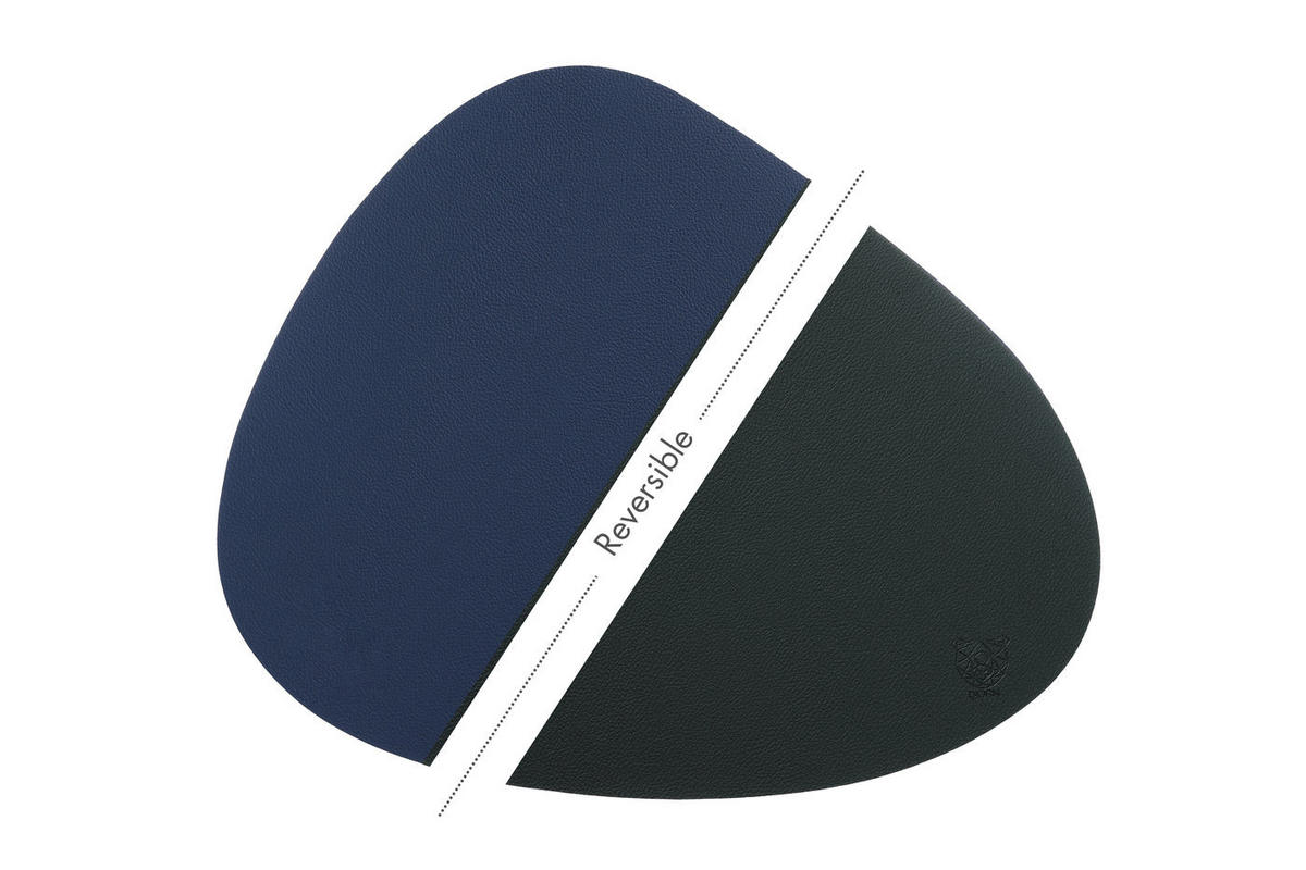 TISCHSET - 6er-Set - Recyceltes Leder in Nachtblau und Anthrazitgrau - Blau, Textil (37/44cm) - Björn