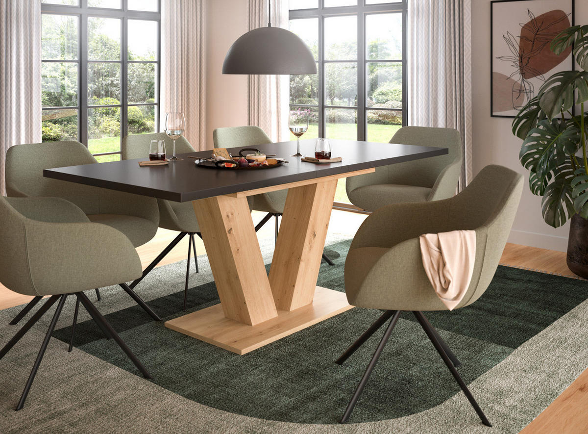 ESSTISCH grau, Eiche Artisan, Küchentisch ausziehbar 150 - 190 cm - Eiche Artisan/Grau, Holzwerkstoff/Metall (150/90/76cm) - Inn.Furn