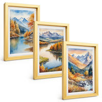 BILDER SET 3er Set - 20x30 cm Goldrahmen - Gebirgsflüsse, Herbstbäume - Goldfarben, Kunststoff (20/30cm) - TULUP