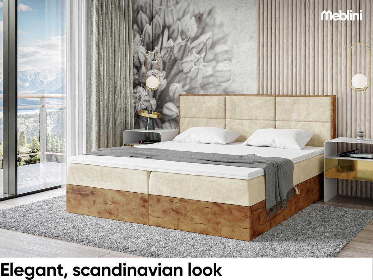 BOXBETT Lofty 2 - Beige/Schwarz, Holzwerkstoff/Textil (120/200cm) - Meblini