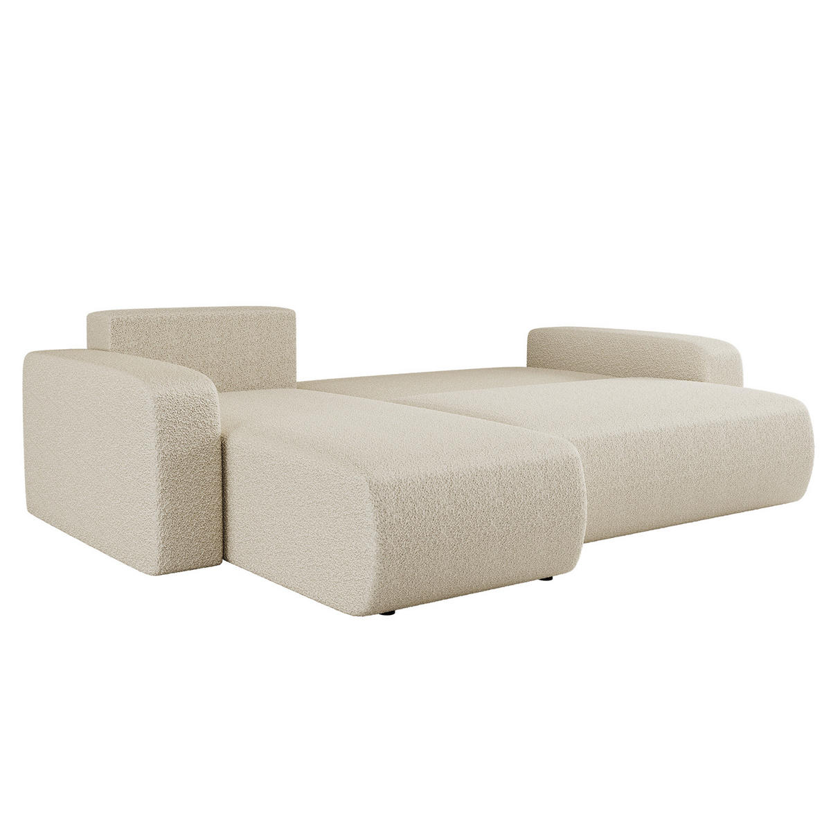 ECKSOFA L-FORM Schlaffunktion Und Bettkasten Eckcouch MILANO L Stoff Quelle Ecru Rechts - Ecru, Holz/Textil (244/142cm) - Kaiser Möbel