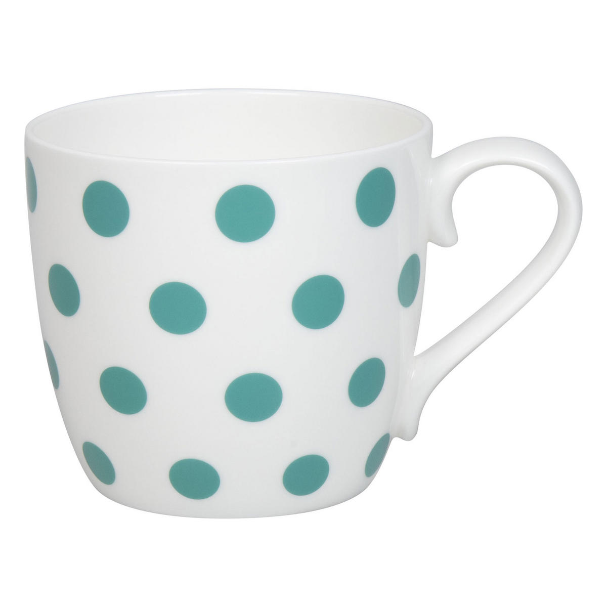 KAFFEEBECHER Dots - Jadegreen - Türkis/Weiß, Keramik (0.43L) - Könitz
