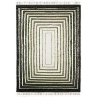 TEPPICH aus Wolle handgewebt mit Fransen FROND in Grün, geometrisch, 200 x 300 cm - Grün, Textil (200/300cm) - KADIMA DESIGN