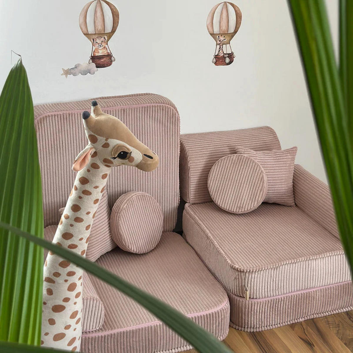 KINDERSOFA AESTHETIC 120 cm Cord Rosa 12 Stk - Rosa, Textil (60/12.5/120cm) - MeowBaby
