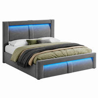 BETT mit Stauraum 140x200 cm Samt Grau inkl. Matratze - Grau, Metall (140/200cm) - Meubliv