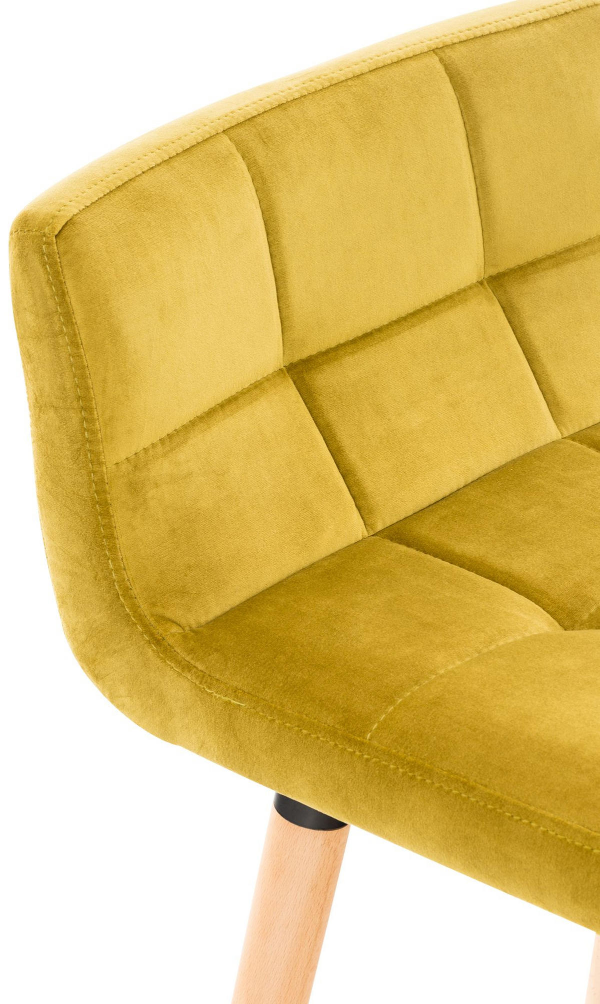 BARHOCKER 2er Set Samt gelb - Eukalyptusholzfarben/Gelb, Holz/Textil (42/94/49cm) - CLP