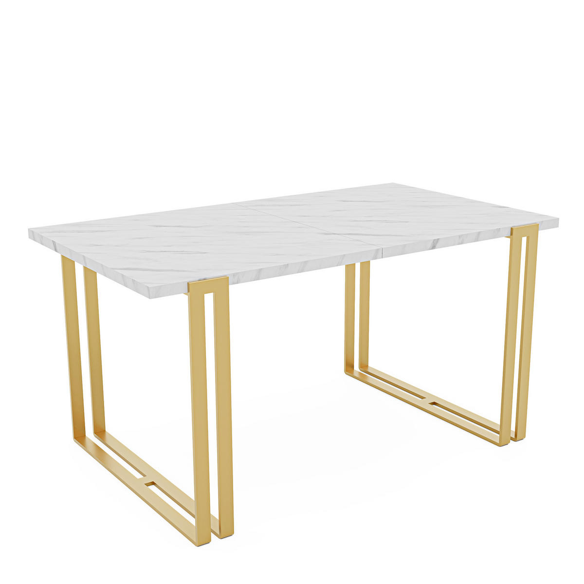 TISCH ausziehbar aus MDF, Weiß - Goldfarben/Weiß, Holzwerkstoff (120/80/76cm) - Idohome