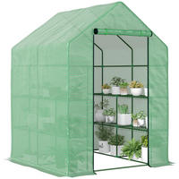 GEWÄCHSHAUS DE-12054 3 Etagen mit PE-Bache 140 g/m² Grün - Grün, Kunststoff (138/190/143cm) - ComfortXL