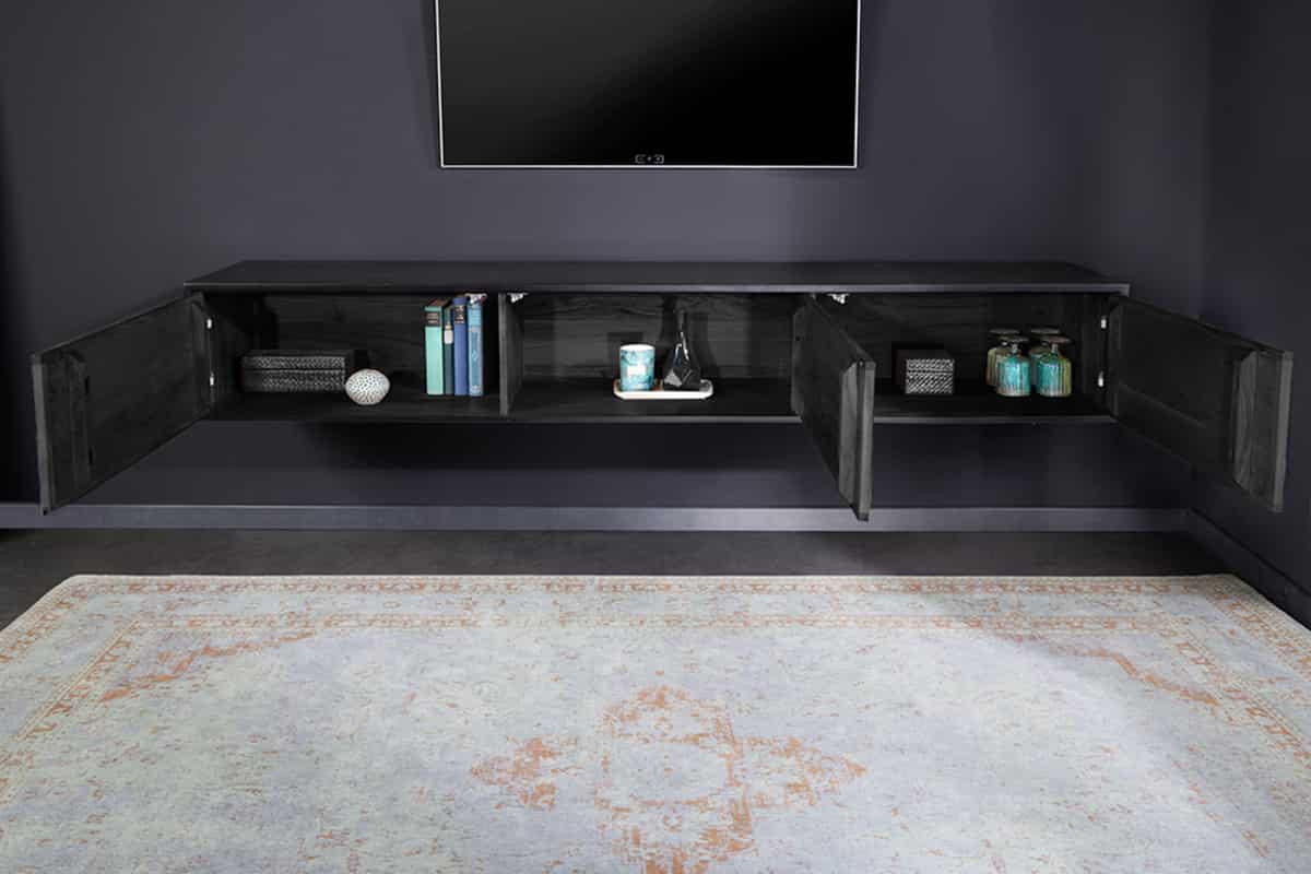TV LOWBOARD MOUNTAIN SOUL Akazie 200cm - Multicolor/Schwarz, Holz/Stein (200/50/38cm) - riess-ambiente