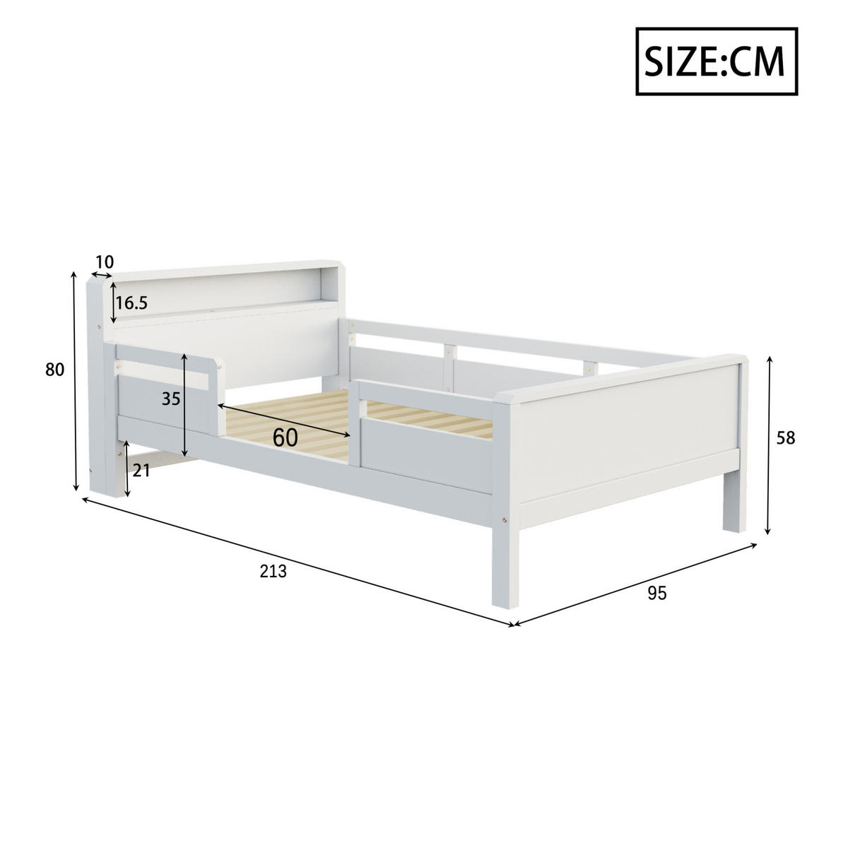 BETT 90/200 cm aus Kiefernholz mit LED, Weiß - Weiß, Holz (90/200cm) - OKMYHOME