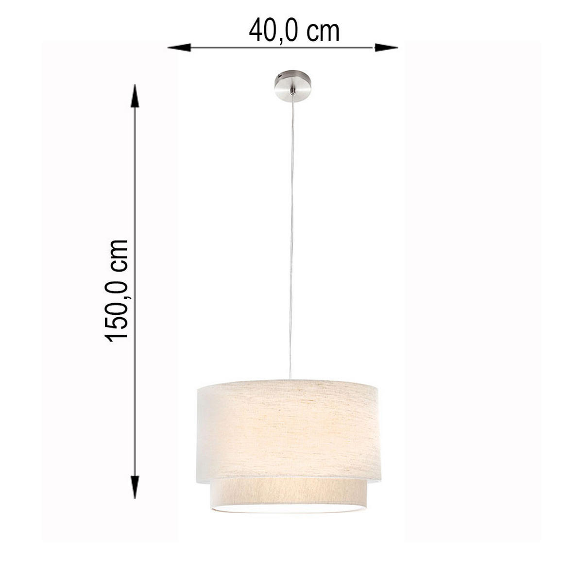 HÄNGELEUCHTE LEE Textil Beige - Beige, Metall (40/40/150cm) - Nowa