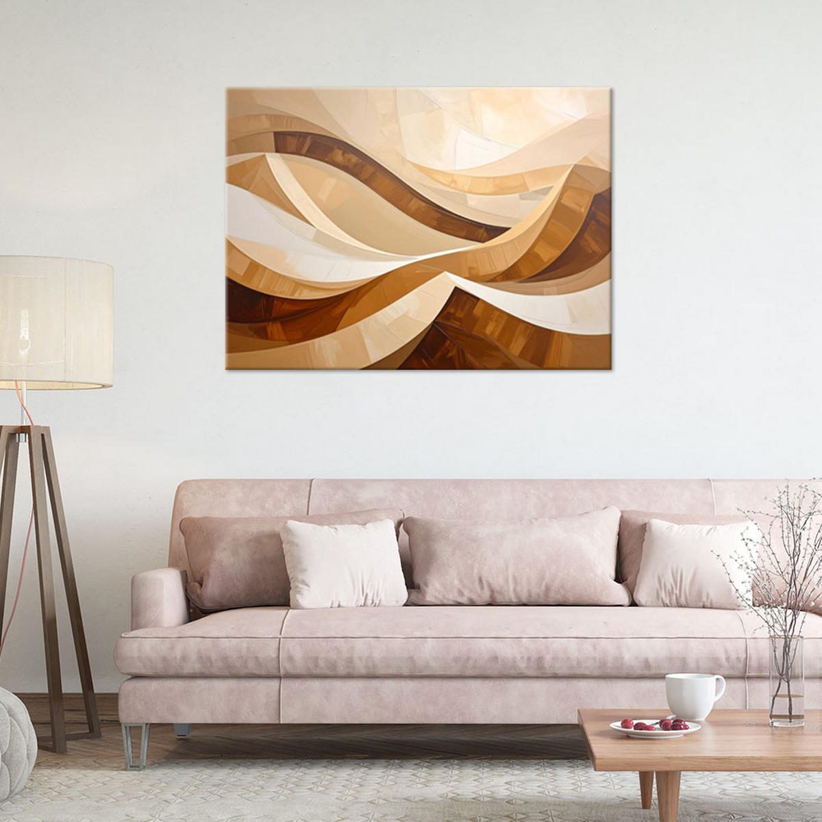 LEINWANDBILD 3D und geometrisch 90x60cm - Beige, Textil (90/60cm) - Feeby