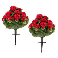 KÜNSTLICHE GERANIEN hochrealistisch rot(2er-Set) - Rot, Kunststoff (57cm) - COSTWAY